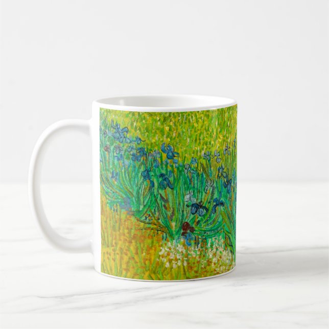Van Gogh Field with Irises Near Arles Coffee Mug (Left)