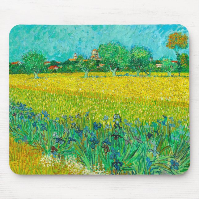 Van Gogh Field with Irises Near Arles Mouse Pad (Front)