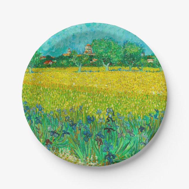 Van Gogh Field with Irises Near Arles Paper Plate (Front)