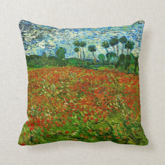 Van Gogh Field with Poppies (F636) Fine Art Cushion