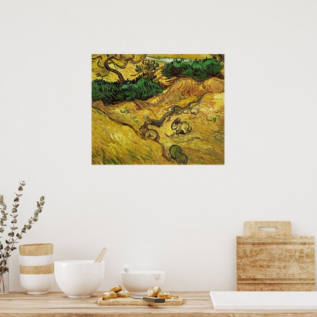 Van Gogh - Field with Two Rabbits Poster (Kitchen)