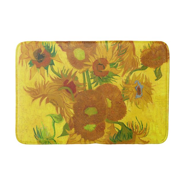 Van Gogh Fifteen Sunflowers In A Vase Fine Art Bath Mat (Front)