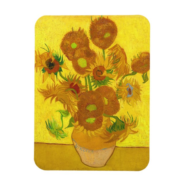 Van Gogh Fifteen Sunflowers In A Vase Fine Art Magnet (Vertical)