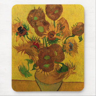 Van Gogh Fine Art Flowers, Vase with 15 Sunflowers Mouse Pad