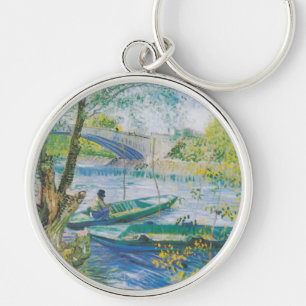 Van Gogh Fishermen and boats in the Pont de Clichy Key Ring