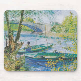 Van Gogh Fishermen and boats in the Pont de Clichy Mouse Pad