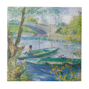 Van Gogh Fishermen and boats in the Pont de Clichy Tile