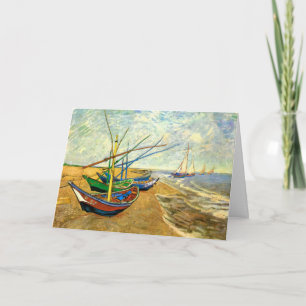 Van Gogh Fishing Boats on Beach at Saintes Maries Card