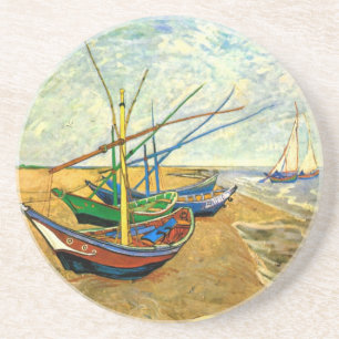Van Gogh Fishing Boats on Beach at Saintes Maries Coaster
