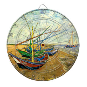 Van Gogh Fishing Boats on Beach at Saintes Maries Dartboard