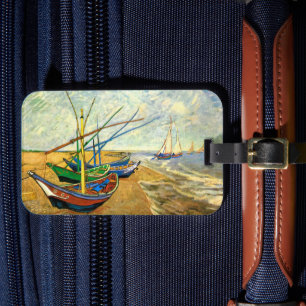 Van Gogh Fishing Boats on Beach at Saintes Maries Luggage Tag
