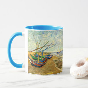 Van Gogh Fishing Boats on Beach at Saintes Maries Mug