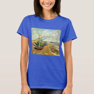 Van Gogh Fishing Boats on Beach at Saintes Maries T-Shirt