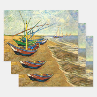 Van Gogh Fishing Boats on Beach at Saintes Maries Wrapping Paper Sheet