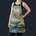 Van Gogh Fishing in the Spring, Pont de Clichy Apron<br><div class="desc">Fishing in the Spring, the Pont de Clichy by Vincent van Gogh is a vintage fine art post impressionism maritime painting featuring a man in a boat fishing in the Seine river in springtime at the Pont de Clichy bridge. About the artist: Vincent Willem van Gogh was a Post Impressionist...</div>