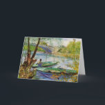 Van Gogh Fishing in the Spring, Pont de Clichy Card<br><div class="desc">Fishing in the Spring, the Pont de Clichy by Vincent van Gogh is a vintage fine art post impressionism maritime painting featuring a man in a boat fishing in the Seine river in springtime at the Pont de Clichy bridge. About the artist: Vincent Willem van Gogh was a Post Impressionist...</div>