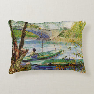 Van Gogh Fishing in the Spring, Pont de Clichy Decorative Cushion