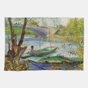 Van Gogh Fishing in the Spring, Pont de Clichy Tea Towel
