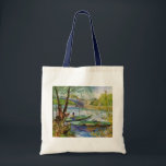 Van Gogh Fishing in the Spring, Pont de Clichy Tote Bag<br><div class="desc">Fishing in the Spring, the Pont de Clichy by Vincent van Gogh is a vintage fine art post impressionism maritime painting featuring a man in a boat fishing in the Seine river in springtime at the Pont de Clichy bridge. About the artist: Vincent Willem van Gogh was a Post Impressionist...</div>