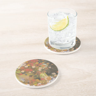 Van Gogh Floral Still Life Red Poppies & Roses Coaster