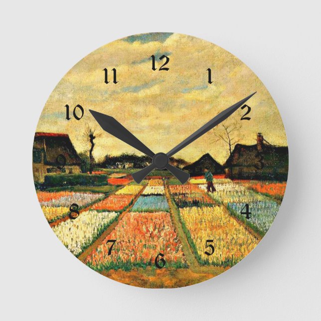 Van Gogh - Flower Beds in Holland Round Clock (Front)