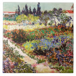 Van Gogh Flowering Garden At Arles Floral Fine Art Ceramic Tile<br><div class="desc">Vincent Van Gogh Flowering Garden At Arles With Path Fine Art Vincent Willem van Gogh was a Post-Impressionist painter whose work had a far-reaching influence on 20th-century art. His output includes portraits, self portraits, landscapes and still lifes of cypresses, flower fields, trees in bloom, gardens, wheat fields and flowers. Between...</div>