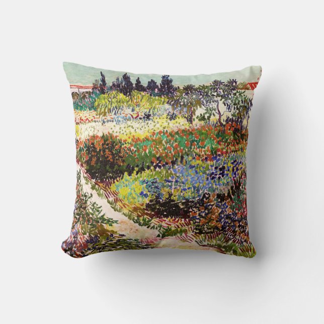Van Gogh Flowering Garden At Arles Floral Fine Art Cushion (Front)