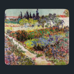Van Gogh Flowering Garden At Arles Floral Fine Art Cutting Board<br><div class="desc">Vincent Van Gogh Flowering Garden At Arles With Path Fine Art Vincent Willem van Gogh was a Post-Impressionist painter whose work had a far-reaching influence on 20th-century art. His output includes portraits, self portraits, landscapes and still lifes of cypresses, flower fields, trees in bloom, gardens, wheat fields and flowers. Between...</div>