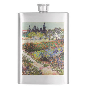 Van Gogh Flowering Garden At Arles Floral Fine Art Hip Flask
