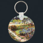 Van Gogh Flowering Garden At Arles Floral Fine Art Key Ring<br><div class="desc">Vincent Van Gogh Flowering Garden At Arles With Path Fine Art Vincent Willem van Gogh was a Post-Impressionist painter whose work had a far-reaching influence on 20th-century art. His output includes portraits, self portraits, landscapes and still lifes of cypresses, flower fields, trees in bloom, gardens, wheat fields and flowers. Between...</div>