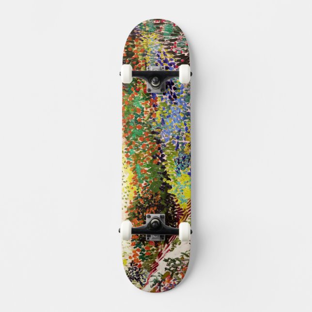 Van Gogh Flowering Garden At Arles Floral Fine Art Skateboard (Front)