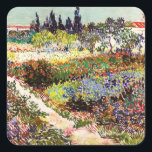 Van Gogh Flowering Garden At Arles Floral Fine Art Square Sticker<br><div class="desc">Vincent Van Gogh Flowering Garden At Arles With Path Fine Art Vincent Willem van Gogh was a Post-Impressionist painter whose work had a far-reaching influence on 20th-century art. His output includes portraits, self portraits, landscapes and still lifes of cypresses, flower fields, trees in bloom, gardens, wheat fields and flowers. Between...</div>