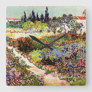 Van Gogh Flowering Garden At Arles Floral Fine Art Square Wall Clock