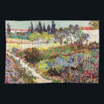 Van Gogh Flowering Garden At Arles Floral Fine Art Tea Towel<br><div class="desc">Vincent Van Gogh Flowering Garden At Arles With Path Fine Art Vincent Willem van Gogh was a Post-Impressionist painter whose work had a far-reaching influence on 20th-century art. His output includes portraits, self portraits, landscapes and still lifes of cypresses, flower fields, trees in bloom, gardens, wheat fields and flowers. Between...</div>