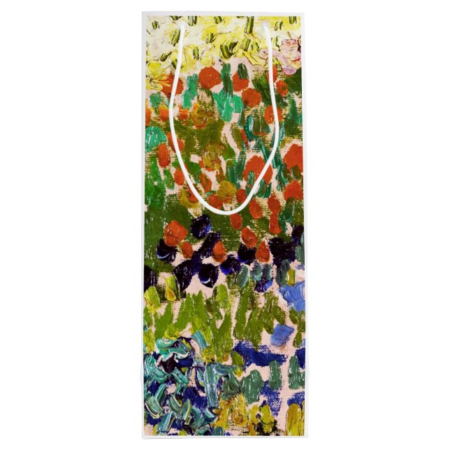 Van Gogh Flowering Garden At Arles Floral Fine Art Wine Gift Bag (Back)