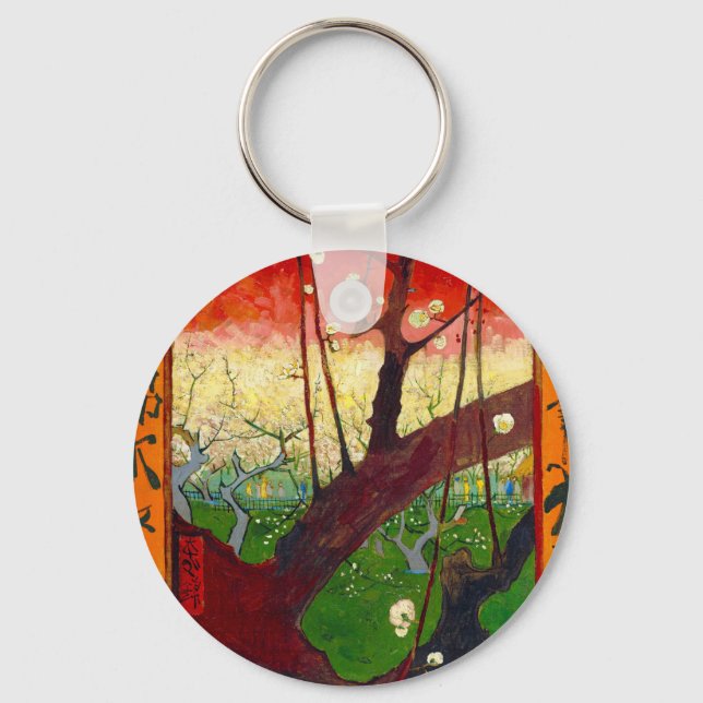 Van Gogh Flowering Plum Tree after Hiroshige Key Ring (Front)