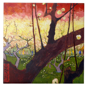 Van Gogh Flowering Plum Tree After Hiroshige Tile