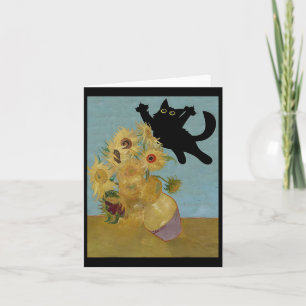 Van Gogh Flowers Cat Sunflowers  Card