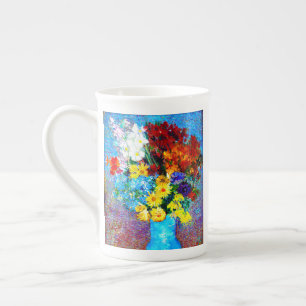 Van Gogh Flowers in a Blue Vase Bone China Mug