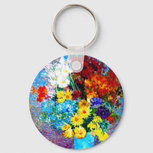 Van Gogh Flowers in a Blue Vase Key Ring