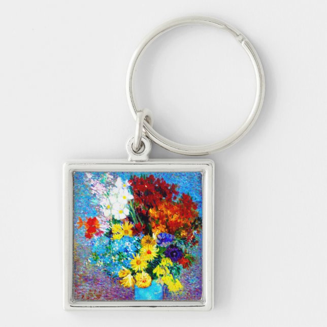 Van Gogh Flowers in a Blue Vase Key Ring (Front)