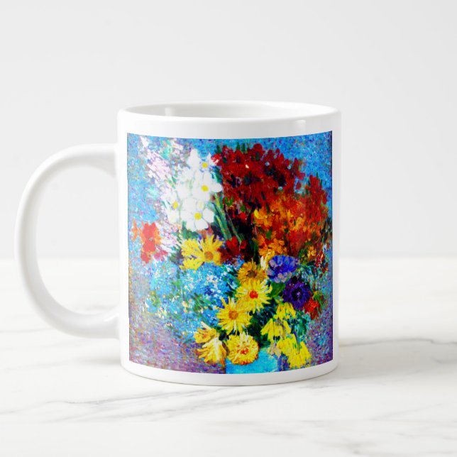 Van Gogh Flowers in a Blue Vase Large Coffee Mug (Left)