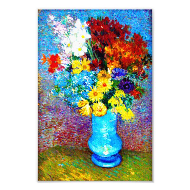 Van Gogh Flowers in a Blue Vase Photo Print (Front)