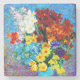 Van Gogh Flowers in a Blue Vase Stone Coaster