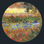 Van Gogh - Garden at Arles (aka Flowering Garden) Classic Round Sticker<br><div class="desc">Garden at Arles (aka Flowering Garden),  famous painting by Vincent van Gogh</div>