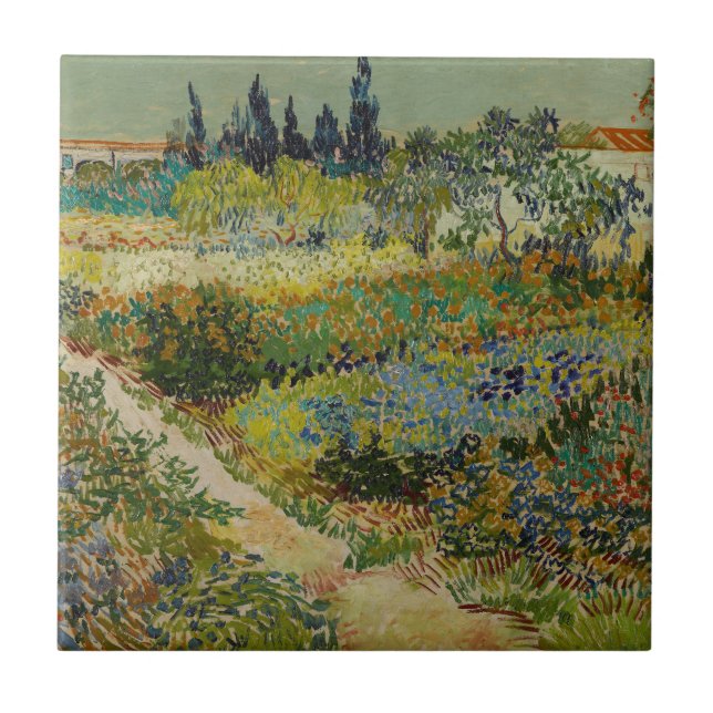 Van Gogh Garden at Arles Floral Impressionist Ceramic Tile (Front)