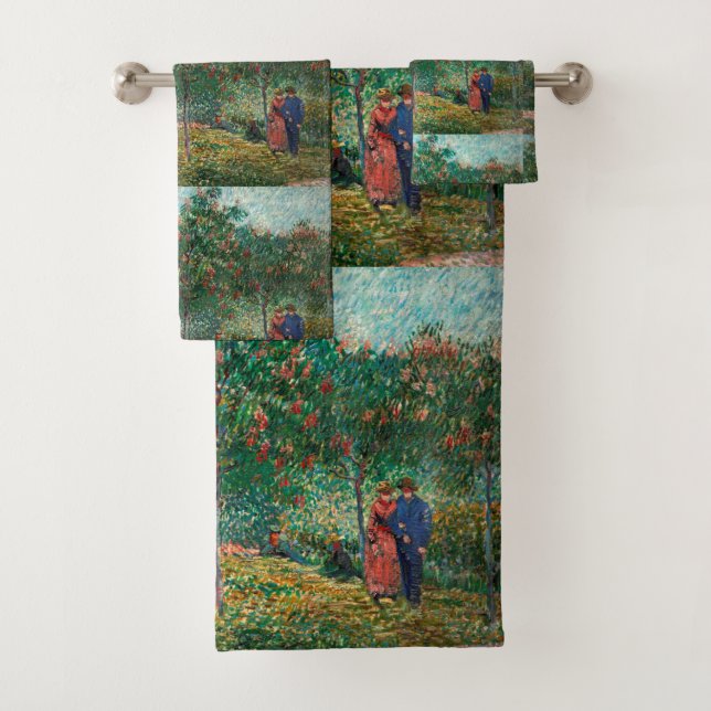 Van Gogh Garden in Montmartre with lovers Bath Towel Set (Insitu)