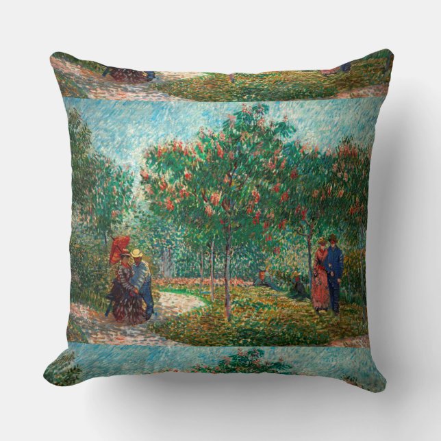 Van Gogh Garden in Montmartre with lovers Cushion (Front)