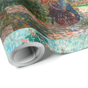 Van Gogh Garden in Montmartre with lovers Wrapping Paper