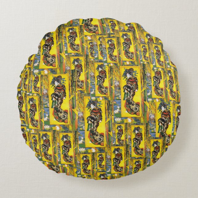 Van Gogh Geisha Round Cushion (Front)